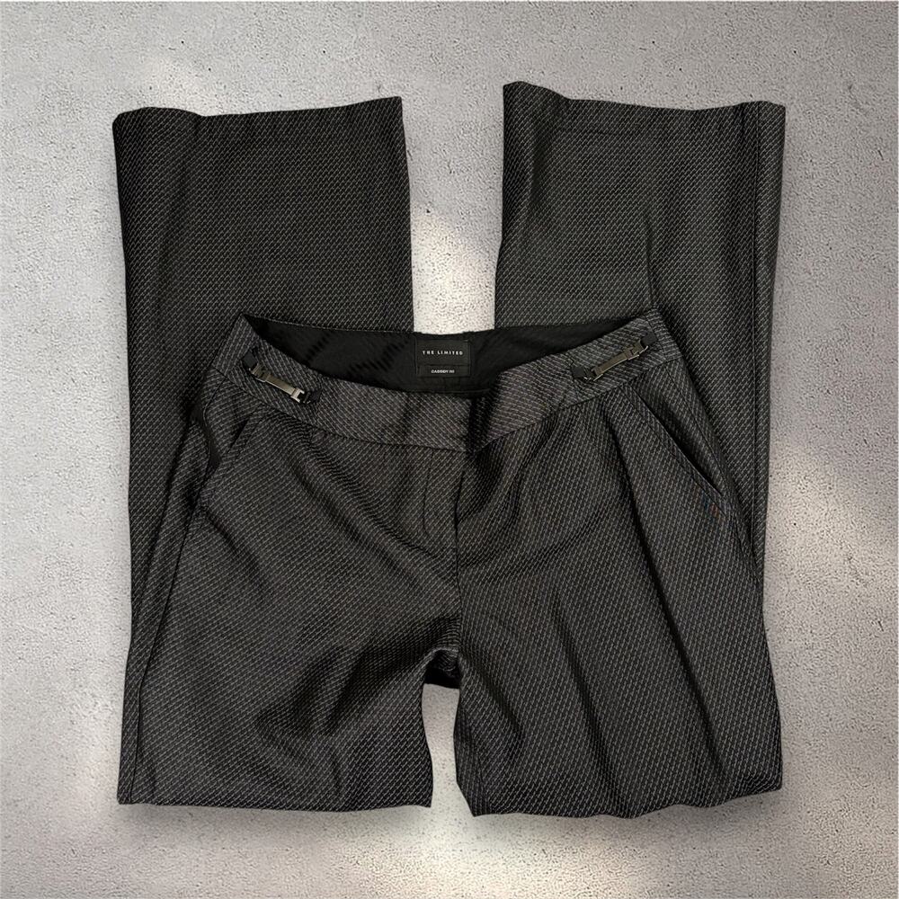 The Limited Cassidy Fit Flared Trousers Women's 10 Gray Geometric Chic Workwear